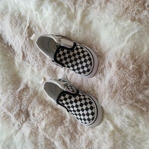 Van's checkered slip ons with velcro toddler boys